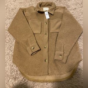 American Eagle Cozy Sherpa Shacket- Brown